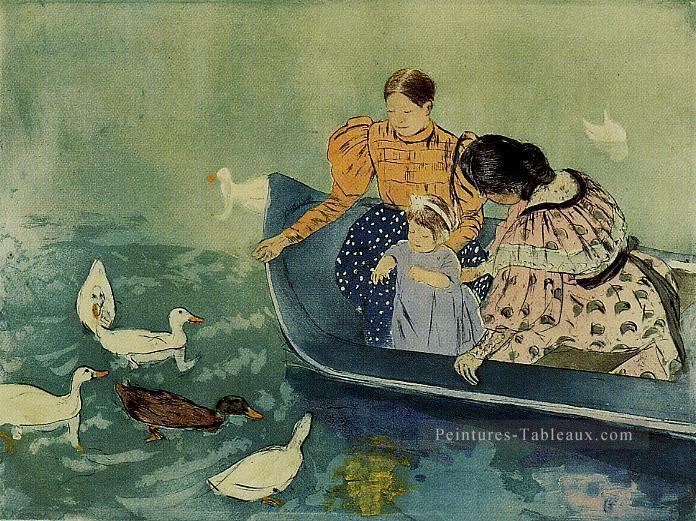 Nourrir les canards mères des enfants Mary Cassatt Peintures à l'huile